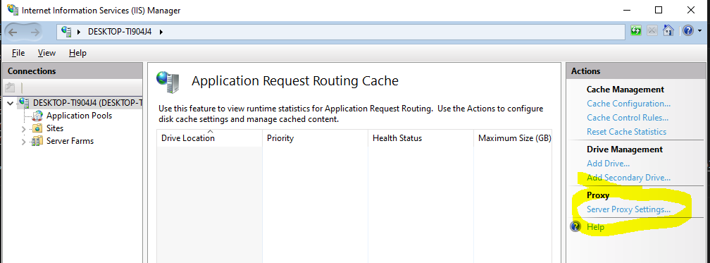 Server Proxy Settings