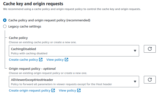 Behavior settings